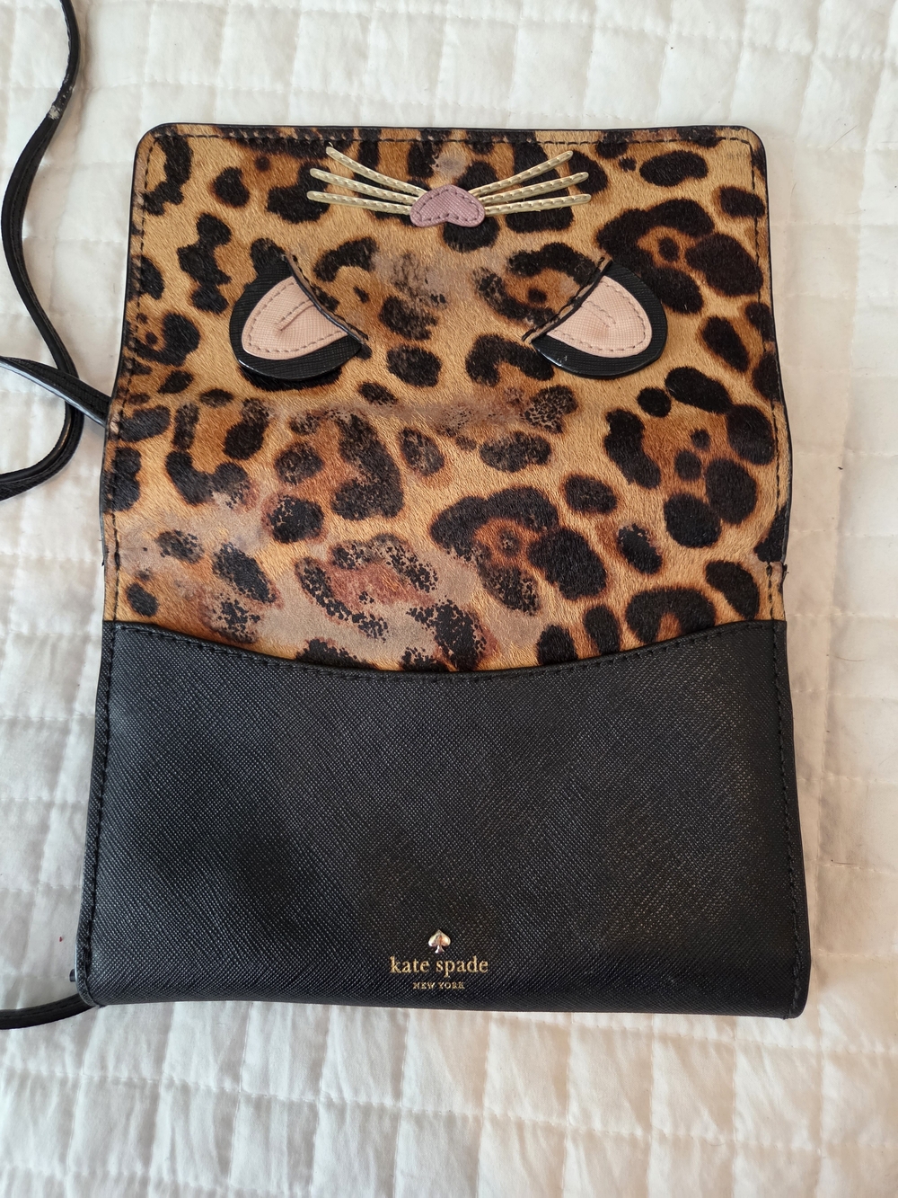 Kate Spade Leopard Print Crossbody with Black Trim and Pink Accents - Picture 5 of 12